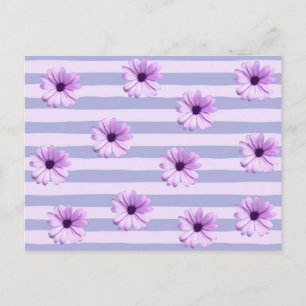 Pastel stripes pattern with Daisies Holiday Postcard
