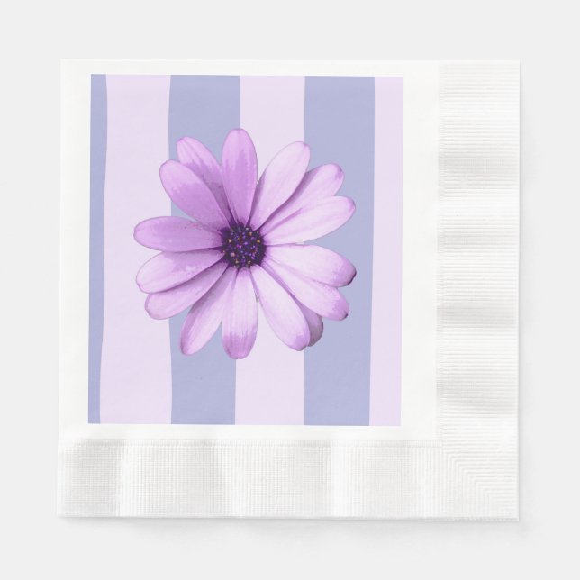 Pastel stripes pattern with Daisies Napkin (Front)