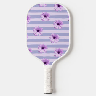 Pastel stripes pattern with Daisies Pickleball Paddle
