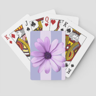 Pastel stripes pattern with Daisies Playing Cards