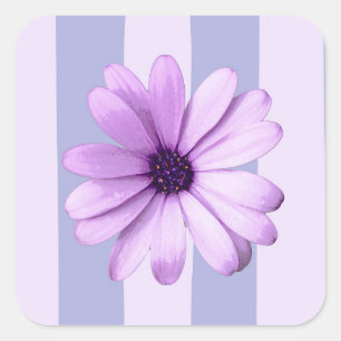 Pastel stripes pattern with Daisies Square Sticker