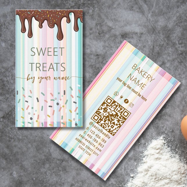 Pastel Stripes sprinkle Catering Business Card (Creator Uploaded)