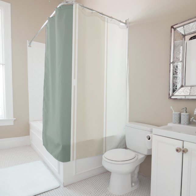 Pastel Stripes Variation 2 – Simple and Sleek Shower Curtain (In Situ)