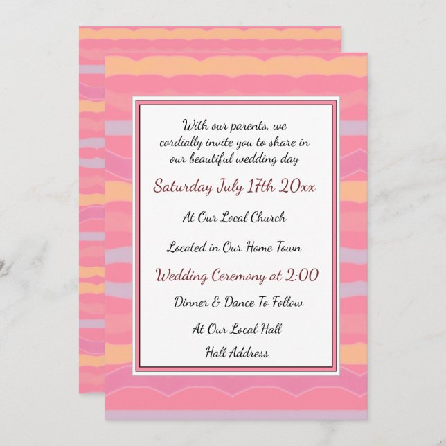 Pastel Stripes Wedding Invitation (Front/Back)
