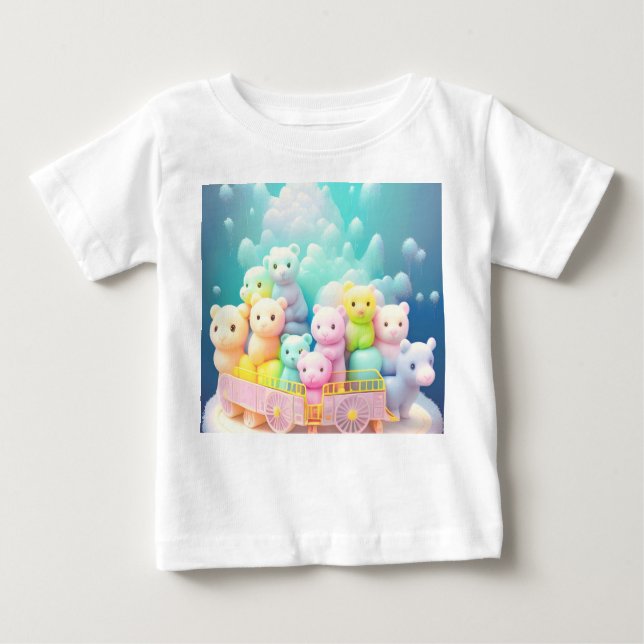 Pastel Stuffed Animal Baby Fine Jersey T-Shirt (Front)