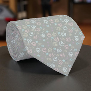 Pastel Stylised Roses Elegant Pattern Tie
