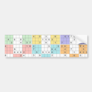 pastel sudoku bumper sticker