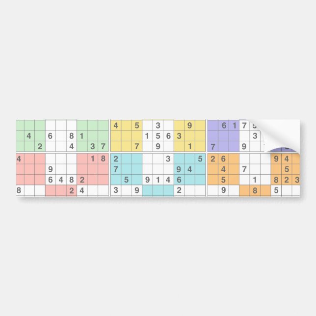 pastel sudoku bumper sticker (Front)