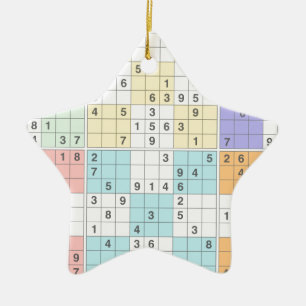 pastel sudoku ceramic tree decoration