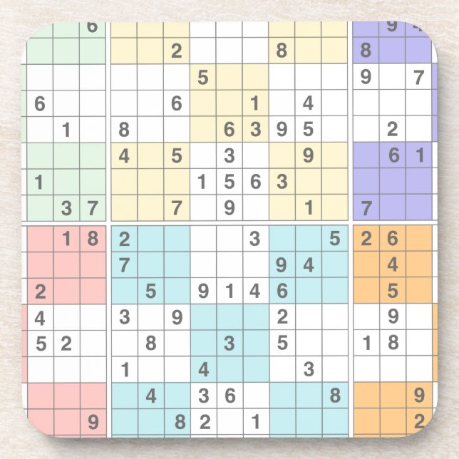 pastel sudoku coaster (Front)
