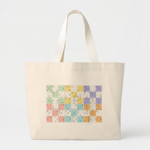 pastel sudoku large tote bag