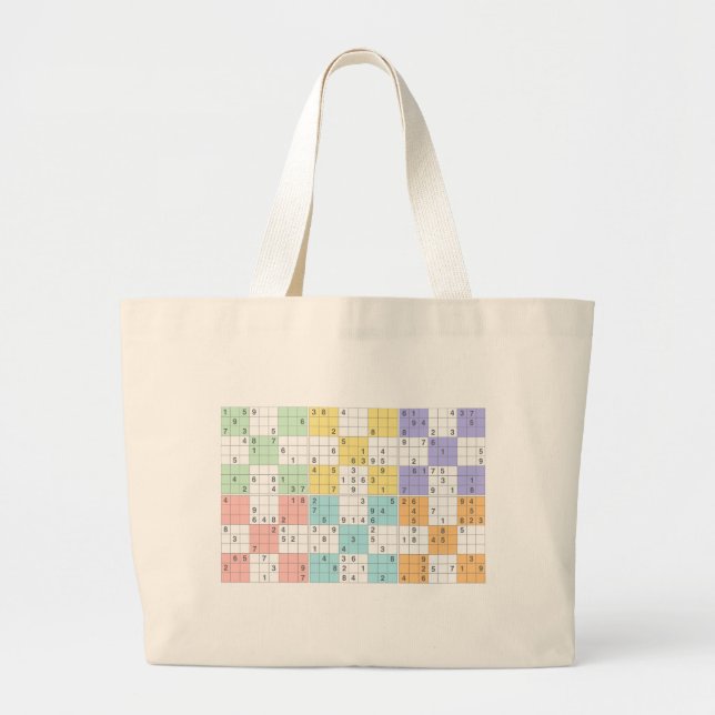 pastel sudoku large tote bag (Front)