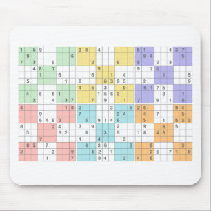 pastel sudoku mouse pad