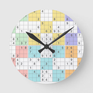pastel sudoku round clock