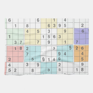 pastel sudoku tea towel
