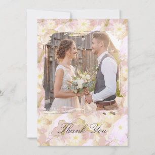 Pastel Summer Floral Photo Thank You Card