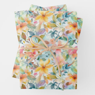 PASTEL SUMMER FLORAL  WRAPPING PAPER SHEET