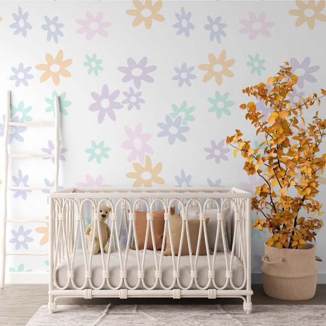 Pastel Summer Pink Mint Green Blue Flowers Pattern Wallpaper (Creator Uploaded)