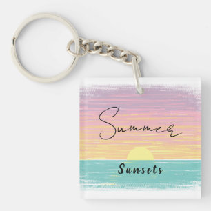 Pastel Summer Sunset Key Ring