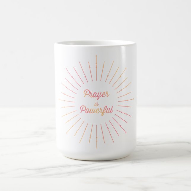 Pastel Sun Ray Prayer Is Powerful Christian Coffee Mug (Center)