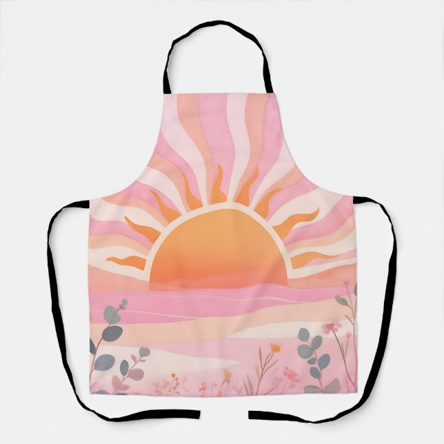Pastel Sunrise Boho Meadow Apron (Front)