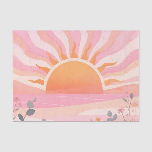 Pastel Sunrise Boho Meadow Tissue Paper (Front)