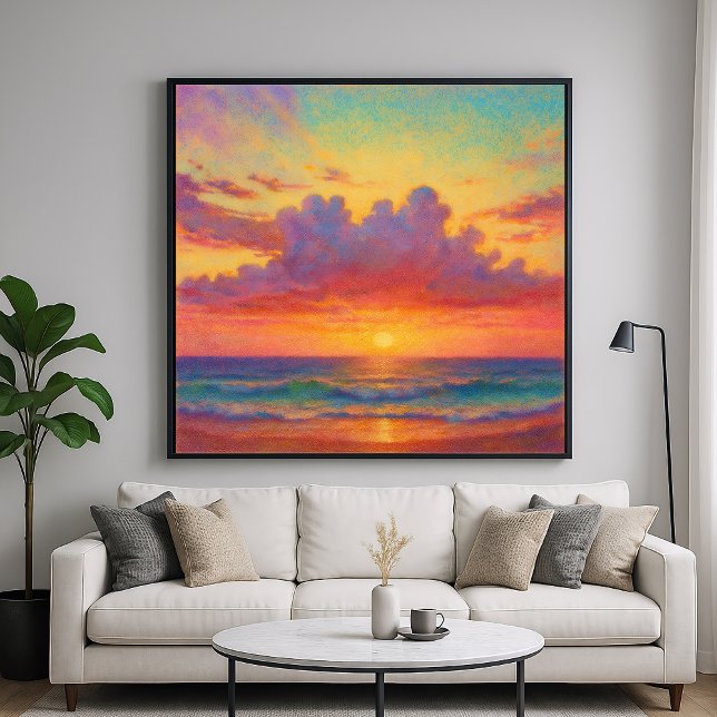 Pastel Sunset Beach - Painterly Style Seascape  Poster (Creator Uploaded)