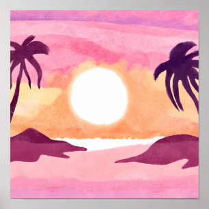 Pastel sunset lagoon poster