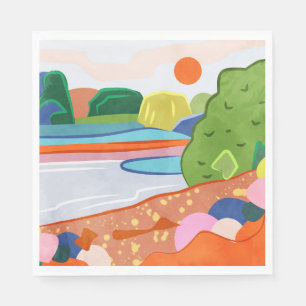 Pastel Sunset Over the Valley Napkin