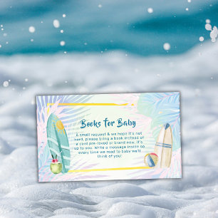 Pastel Surfboard Plam Beach Books Baby Shower   Enclosure Card