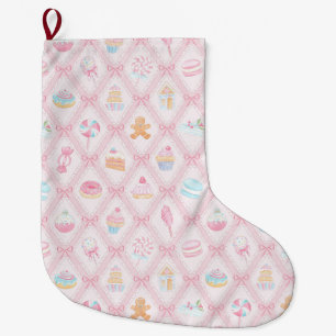 Pastel Sweet Holiday Treats Large Christmas Stocking