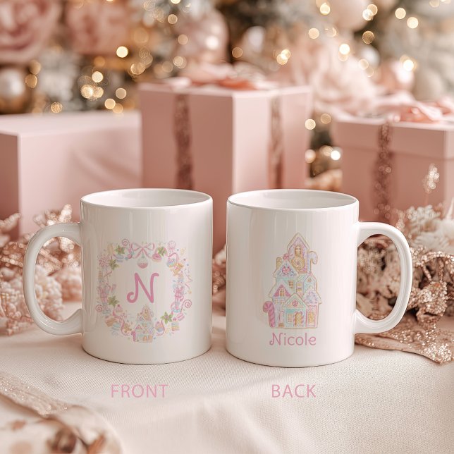 Pastel Sweet Holiday Treats Monogram Crest  Coffee Mug (Creator Uploaded)