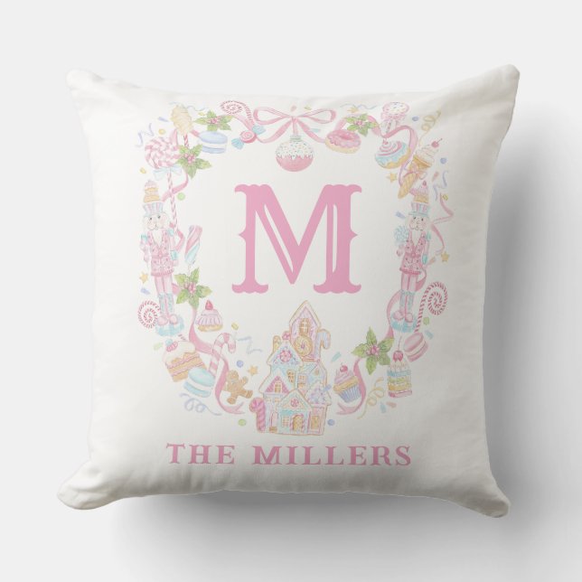 Pastel Sweet Holiday Treats Monogram Crest  Cushion (Front)
