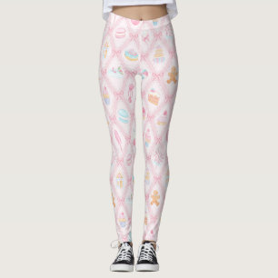 Pastel Sweet Holiday Treats with Bows Leggings