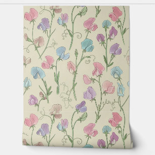 Pastel Sweet Pea Seamless Pattern Wallpaper