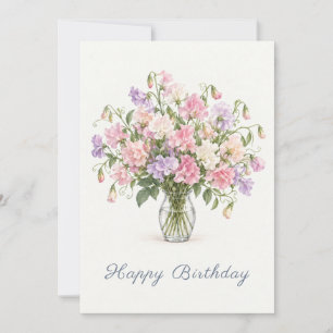 Pastel Sweet Peas Birthday Card