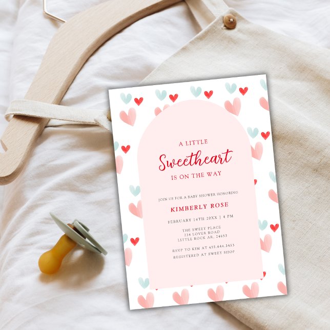 Pastel Sweetheart Arch Valentines Baby Shower Invitation (Pastel Sweetheart Arch Valentines Baby Shower Invitation)