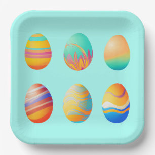 Pastel Swirl Easter Eggs Paper Plate
