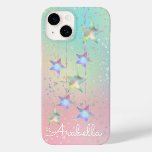 Pastel swirl holographic stars and ribbon cute   Case-Mate iPhone 14 case
