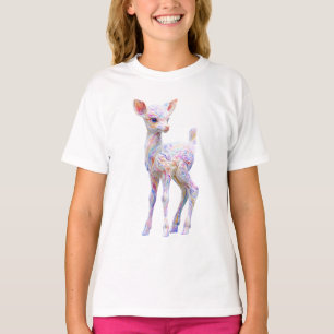 Pastel Swirl Rainbow Fawn Kids T-Shirt