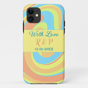 PASTEL SWIRL RETRO ADD NAME LETTER DATE MODERN BO Case-Mate iPhone CASE