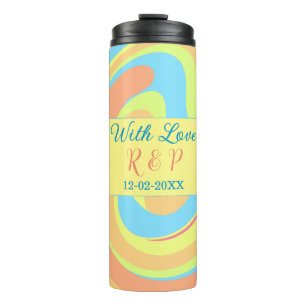 PASTEL SWIRL RETRO ADD NAME LETTER DATE MODERN BO THERMAL TUMBLER
