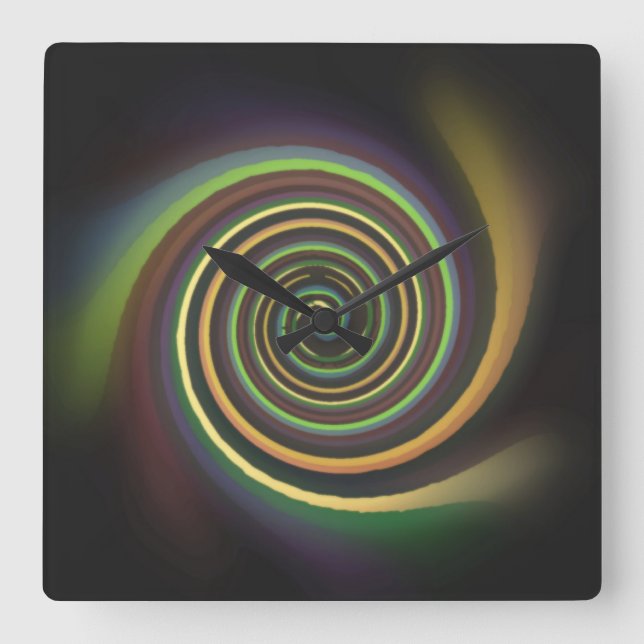 Pastel Swirl Square Wall Clock (Front)