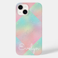Pastel swirl tie dye cute pink teal yellow block 