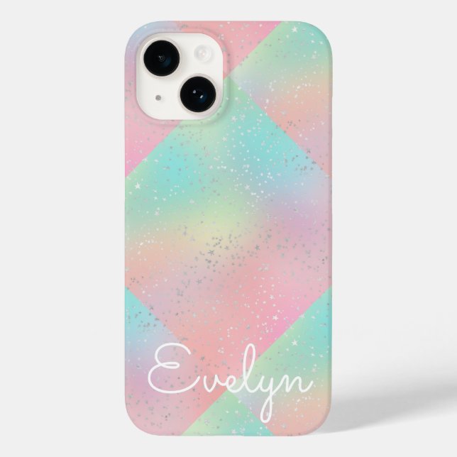 Pastel swirl tie dye cute pink teal yellow block  Case-Mate iPhone case (Back)
