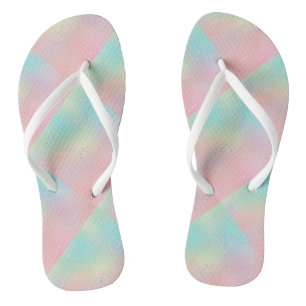 Pastel swirl tie dye cute pink teal yellow block  jandals