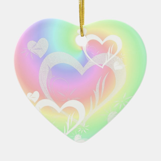 Pastel Swirled Hearts Ornament (Front)