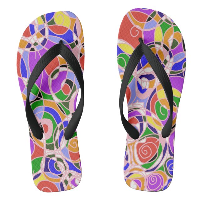 Pastel Swirling Abstract  Patterns  Jandals (Footbed)