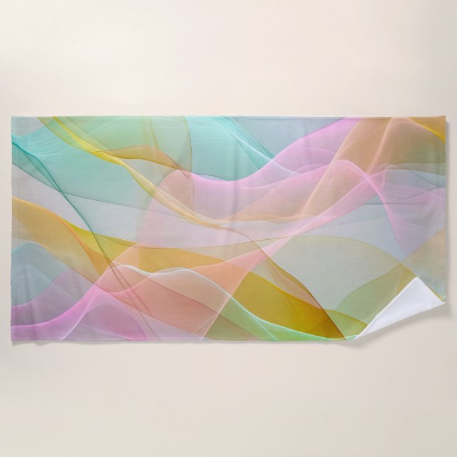Pastel Symphony of Floating Sheer Ribbons Beach Towel (Front)