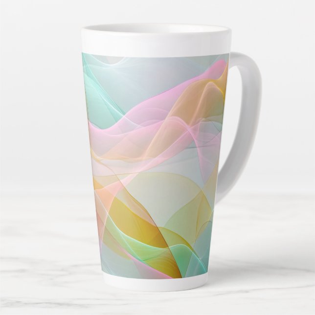 Pastel Symphony of Floating Sheer Ribbons Latte Mug (Right Angle)